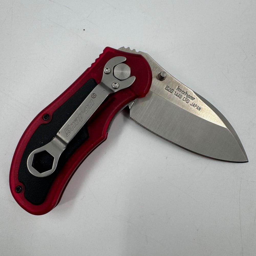 Kershaw Snap-on Folding Knife Red Black 1440 CRD Japan Wrench Clip‎